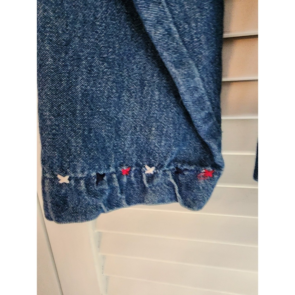Vintage Life Style Petite PP Patriotic Cat Embroidered Denim Jacket USA Novelty - Picture 4 of 8